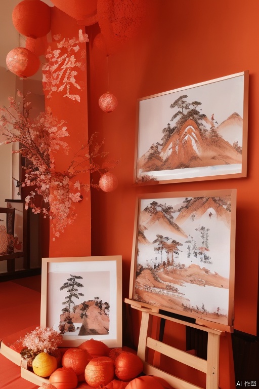  masterpiece,high quality,paper-cut art,nobody, solo,children, Smile, Chinese style, Chinese year, festive, Hamster, Festival atmosphere