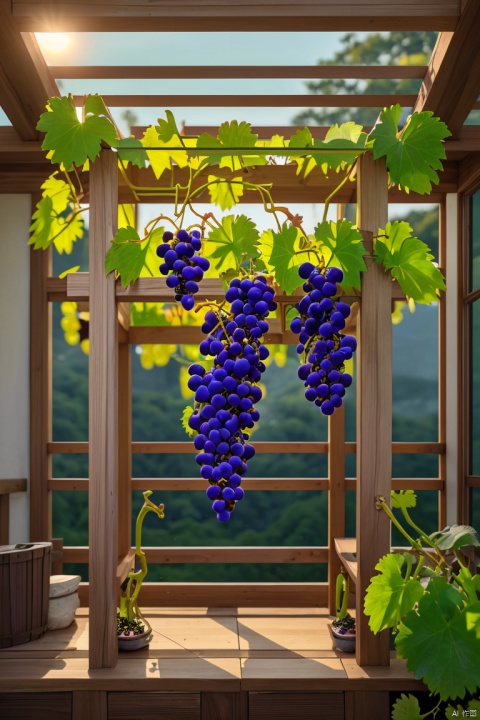 masterpiece,(Grape:1.15),vine,realistic,Homestay,there is a flower stand with grapes on it,