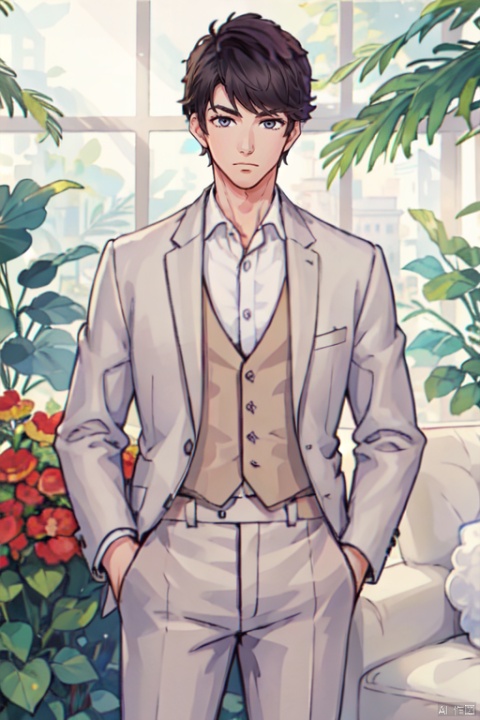 adult male,  masterpiece,  handsome male,  detailed eyes,  solo, short hair, hair flowing over, slim, (narrow waist), suits, upper body, (Narrow waist,  slim waist),  sboe, Victor