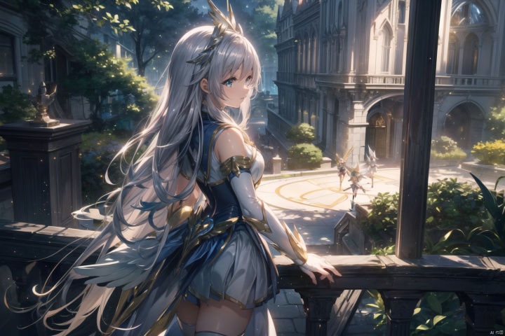(Magical girl:1.3),smile,(ultra detailed perfect piece:1.2), illustration, masterpiece, (extremely detailed CG 8k), (very fine 8K CG),(silver long hair:1.2), (long hair),green eyes,sparkling,women,magic scenery background ,HXARMOUR