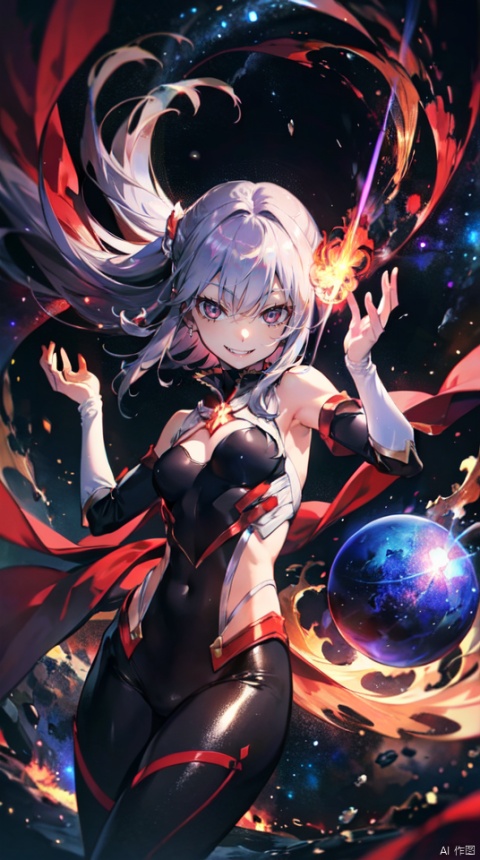  masterpiece, best quality, 1girl, solo, long hair, purple hair, slender,floating hair ,(extremely delicate eyes:1.3),mage, detailed light silver shiny armour,bare shoulders,white tight bodysuit , breasts, (perfect body),attacking dynamic mage poses,perfect hand,hand are holding a fire orb,fire,electric ,magic, purple with red theme,full body,galaxy,powerful ,fazhen, r1ge, CLOUD, Lora_hands_v1, prisma illya,1girl,solo,looking at viewe