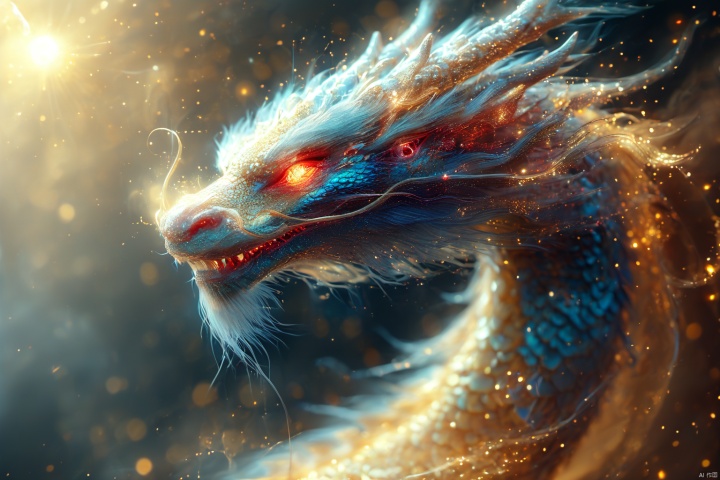  masterpiece,best quality,dragon, 
particles,dragon,no humans, simple background, solo, animal, from side, shining eyes,flying,eastern_dragon, particles,golden theme, dragon, mlonggwang