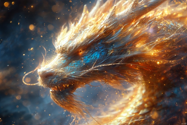  masterpiece,best quality,dragon, 
particles,dragon,no humans, simple background, solo, animal, from side, shining eyes,flying,eastern_dragon, particles,golden theme, dragon