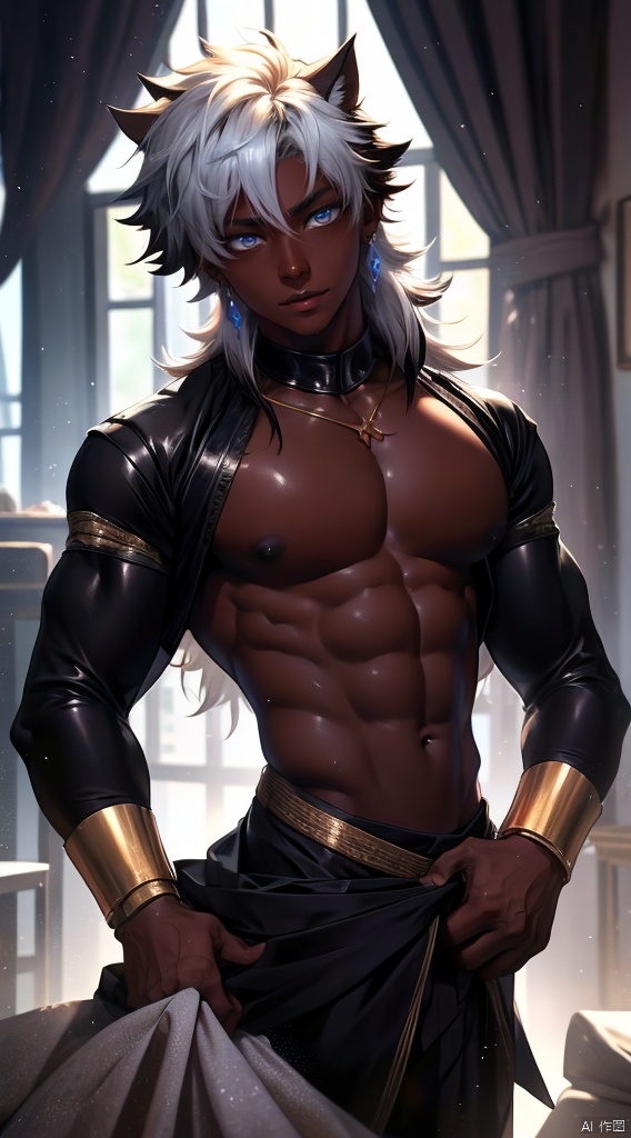  boy,Young male,A handsome boy,A strong boy,Young face, gran, male focus, dark skin,Dark-skinned male, theresis, puzzle_arknights, zhongyue, chongyue