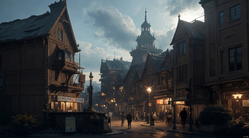  realistic, masterpiece, best quality, cinematic, dynamic lighting, natural shadow, ray tracing, volumetric lighting, highest detail, professional photography, detailed background,insane details, intricate, aesthetic,detailed matte painting,fantastic and intricate details,Bright color tones,Sunny Weather,fantasy concept art,8k resolution trending on Artstation Unreal Engine,medieval city,Compact architecture,Many people,Multiple buildings