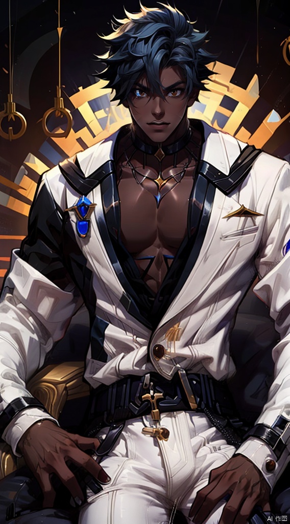  boy,Young male,A handsome boy,A strong boy,Young face, gran, male focus, dark skin,Dark-skinned male, theresis, puzzle_arknights, zhongyue, chongyue