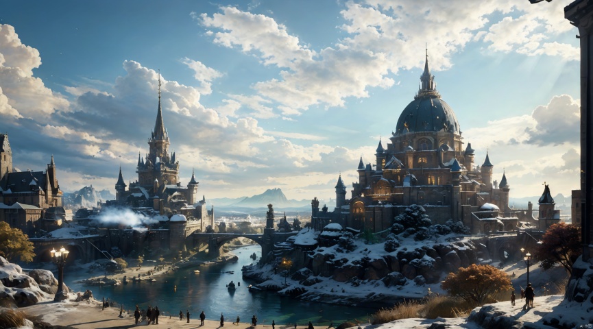  realistic, masterpiece, best quality, cinematic, dynamic lighting, natural shadow, ray tracing, volumetric lighting, highest detail, professional photography, detailed background,insane details, intricate, aesthetic,detailed matte painting,fantastic and intricate details,Bright color tones,Sunny Weather,fantasy concept art,8k resolution trending on Artstation Unreal Engine,medieval city,Compact architecture,Many people,Multiple buildings