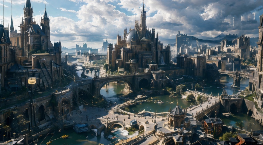  realistic, masterpiece, best quality, cinematic, dynamic lighting, natural shadow, ray tracing, volumetric lighting, highest detail, professional photography, detailed background,insane details, intricate, aesthetic,detailed matte painting,fantastic and intricate details,Bright color tones,Sunny Weather,fantasy concept art,8k resolution trending on Artstation Unreal Engine,medieval city,Compact architecture,Many people,Multiple buildings