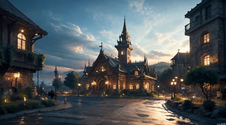  realistic, masterpiece, best quality, cinematic, dynamic lighting, natural shadow, ray tracing, volumetric lighting, highest detail, professional photography, detailed background,insane details, intricate, aesthetic,detailed matte painting,fantastic and intricate details,Bright color tones,Sunny Weather,fantasy concept art,8k resolution trending on Artstation Unreal Engine,medieval city,Compact architecture,Many people,Multiple buildings