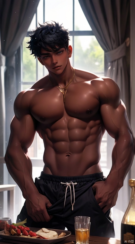  boy,Young male,A handsome boy,A strong boy,Young face, gran, male focus, dark skin,Dark-skinned male, theresis, puzzle_arknights, zhongyue, chongyue
