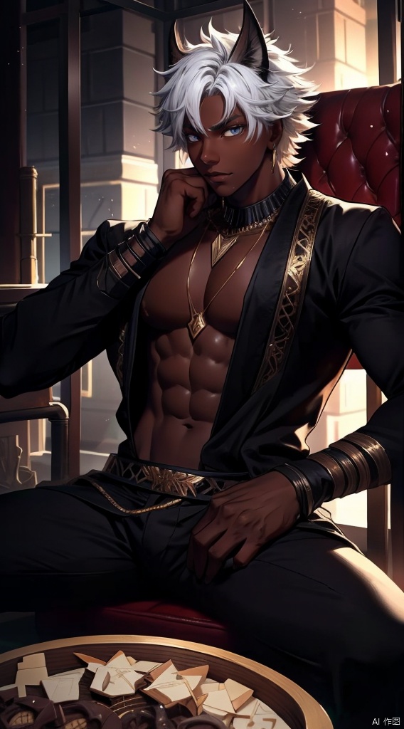  boy,Young male,A handsome boy,A strong boy,Young face, gran, male focus, dark skin,Dark-skinned male, theresis, puzzle_arknights