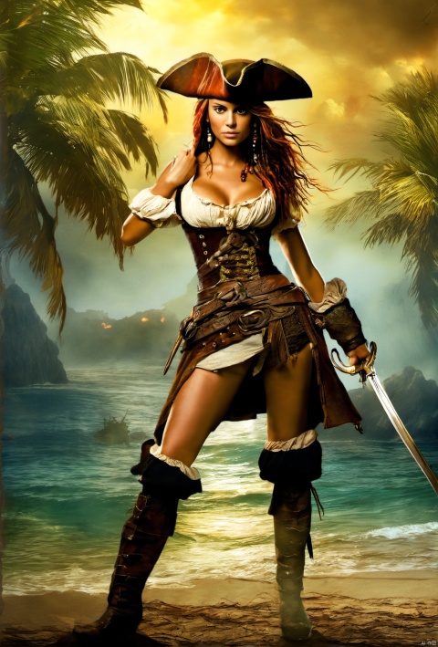 1girl,Pirates of the Caribbean,(nude body:0.5) cinematic , excellent lighting,(Masterpieces:1.3), (real photos:1.3) 