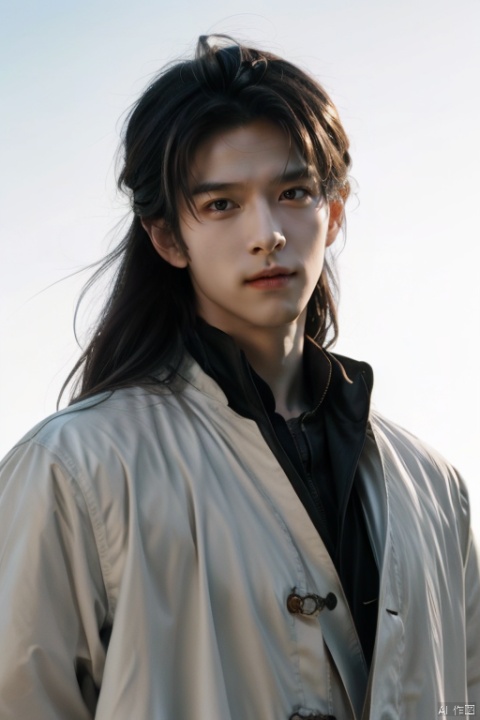  1boy,men in china in tang dynasty,wear a white coat,long hair,up body,jewelry,(masterpiece:1,2),best quality,masterpiece,perfectlighting,,, danjue,realistic