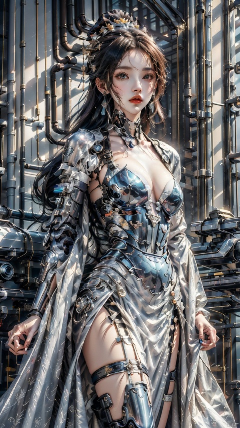  Girl, solo, female focus, (Hanfu) (kimono) (skirt), long hair, (future technology), (machinery), (cyber color) (prosthesis) Red lips, bangs, earrings, kimono, Chinese cardigan, print, tassel, (face) (positive light),
Element whirlwind, Chinese dragon _ imagination _ _ cloud _ fire cloud _ dragon, Chinese architecture.

((Masterpiece), ((Very Detailed CG Unity 8K Wallpaper)), Best Quality, High Resolution Illustrations, Amazing, Highres, (Best Lighting, Best Shading, A Very Refined and Beautiful), (Enhanced) ·, 1 girl, Light-electric style, 1girl,shining, drakan_longdress_dragon crown_headdress, chineseclothes,dress, chang