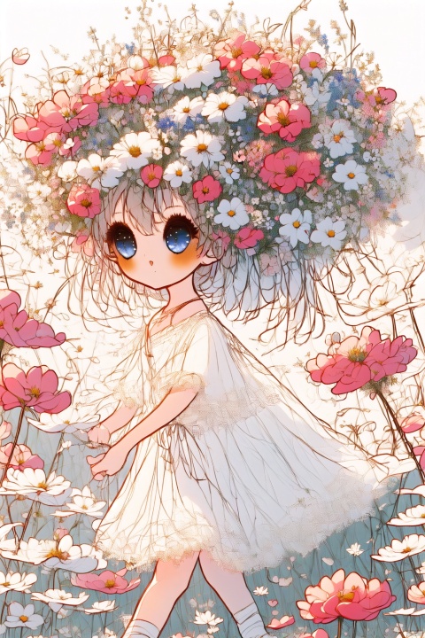 1 girl, flower