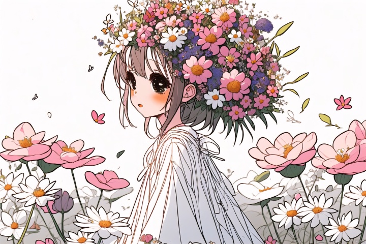  1 girl, flower