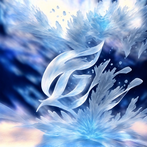  3DMMD, logo, water element, water,water, ice, bailing_ice_sculpture, clear back ground, white back ground, tubiao, 