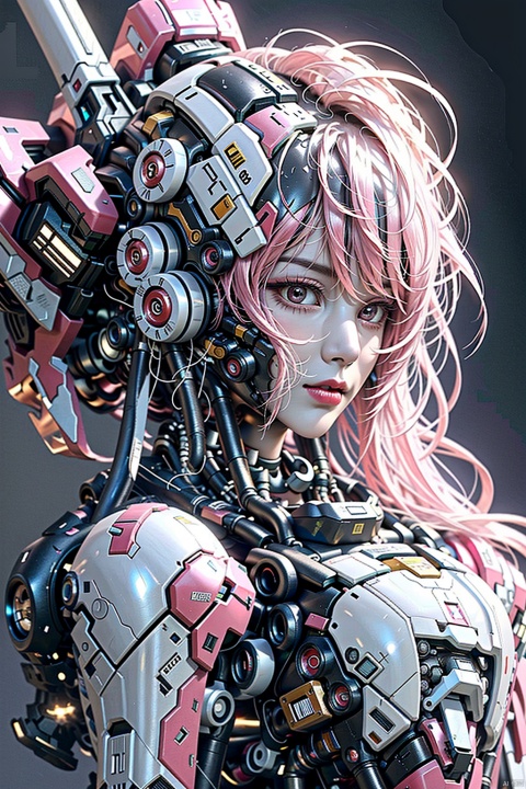  (8k, RAW photo, best quality, masterpiece:1.2),(realistic, photo-realistic:1.4),1girl, upper body,nervous system,sacred geometry,(Mandala Art:0.4), dramatic lighting,(stained glass:0.9),mecha,Pink Mecha,Honey Mecha, halo,(alien:0.5), (translucent skin:0.9),robot joints,baimecha, otherworldly hues, unseen light,