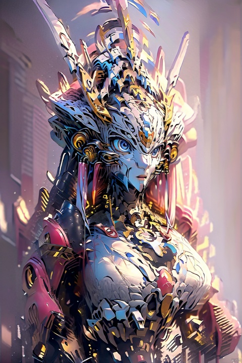  (8k, RAW photo, best quality, masterpiece:1.2),(realistic, photo-realistic:1.4),1girl, close-up,nervous system,sacred geometry,(Mandala Art:0.4), dramatic lighting,(stained glass:0.9),mecha,Pink Mecha,Honey Mecha, halo,(alien:0.5), (translucent skin:0.9),robot joints,baimecha, otherworldly hues, unseen light, hjyzbrobot, HTTP,chibi