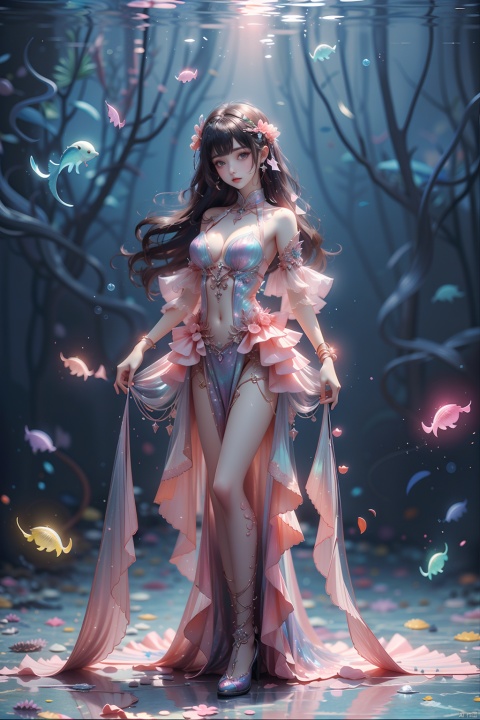  best quality,highly detailed,masterpiece,ultra-detailed,illustration,solo,an extremely delicate and beautiful,8k_wallpaper,extremely detailed,an extremely delicate and beautiful girl,world masterpiece theater,dynamic angle,focus_on_face,full body,1girl,multiple_girls

Enchanting mermaid with iridescent scales and flowing seafoam hair, swimming gracefully in a crystal-clear ocean, surrounded by colorful coral reefs and mystical underwater creatures, creating a sense of wonder and mystery, captured in a dreamy and ethereal watercolor painting., cute girl, 