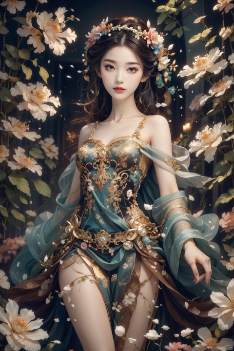  flower,flower,A girl, so elegant, so noble, as if she were a fairy descending from heaven. Her figure is so soft and beautiful, as if a graceful swan is dancing gracefully in the water. Her dress sparkled in the sunlight, like a treasure chest adorned with countless pearls. High resolution images, vibrant colors, bold patterns, modern style, pop art, cheerful atmosphere, soft colors, professional photography,flower, yue , hair ornament , hanfu,huaxianzi