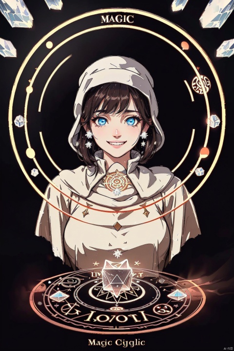  (High quality, High resolution, Fine details), Realistic, Dark background, (Floating magic circle:1.4), (Snow Crystals Magic:1.4), Wearing Magic Robes, solo, curvy women, sparkling eyes, (Detailed eyes:1.2), grin, Sweat, Oily skin, Full-body portrait, shallow depth of field, Dramatic Shadows
, 1girl