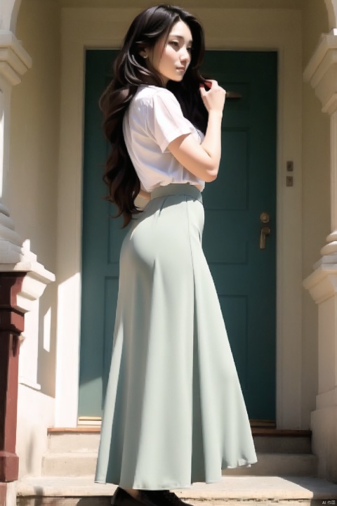  Woman, long skirt and long hair