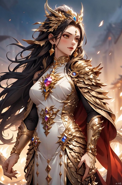  Dragon Mother Dragon Gamma Dragon Female Dragon Woman Dragon Mother Middle-aged beauty Mature sexy sedate female Image Dragon wearing a gold crown wearing court clothes Royal Dragon Female image Majesty of a nation's mother image Dragon Queen Image