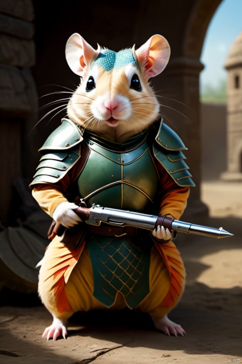 The body structure of the Image Dragon is similar to that of humans, with strong muscles and a tall figure. Their skin is covered with unique, colorful scales, like a beautiful painting. These scales have strong defensive capabilities, capable of withstanding most physical attacks.

This description depicts a peculiar scene where an anthropomorphic hamster is dressed in military gear, ready for battle. Its military uniform, armor, and weapons are meticulously designed to showcase its soldierly image. The atmosphere of war is enhanced through the use of chiaroscuro and color rendering, making the scene filled with tension.
