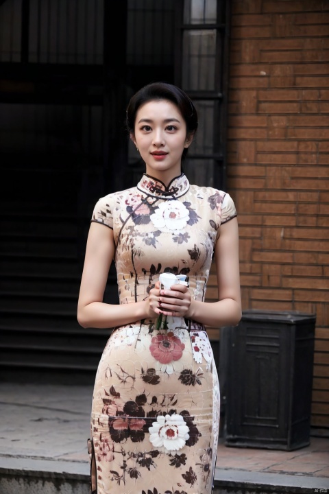  (global illumination, reality,ray tracing, HDR, unreal rendering, reasonable design, high detail, masterpiece,best quality, ultra high definition, movie lighting),
1girl,outdoor,looking_at_viewer,side_blunt_bangs,china_dress,chinese_style,big breasts,pose,solo,1girl,black hair,black eyes, qipao, qipao