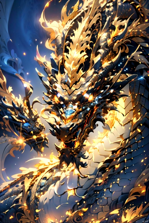  best quality，masterpiece，Gamma Dragon King: The most awe inspiring presence in the crypto kingdom, with its golden scales shining with dazzling light, and its eyes capable of emitting precise laser beams and powerful gamma rays that can penetrate any obstacle. Not just guardians, ensuring the prosperity of the kingdom. (Requires laser eye, gamma ray eye)