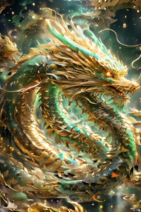  This article is 80 meters tall wearing a green armor emperor dragon, head like majesty, eyes have a flash of Dragon Ball, like colorful Baozhu, belly like mirage, scales like fish, holding a sharp blade, body like ah Luo scene, "secular painting dragon elephant, shoulder behind a pair of laser Suzaku phoenix wings"
Has a high internal force when fighting like a human Chinese dragon, his wings shine
