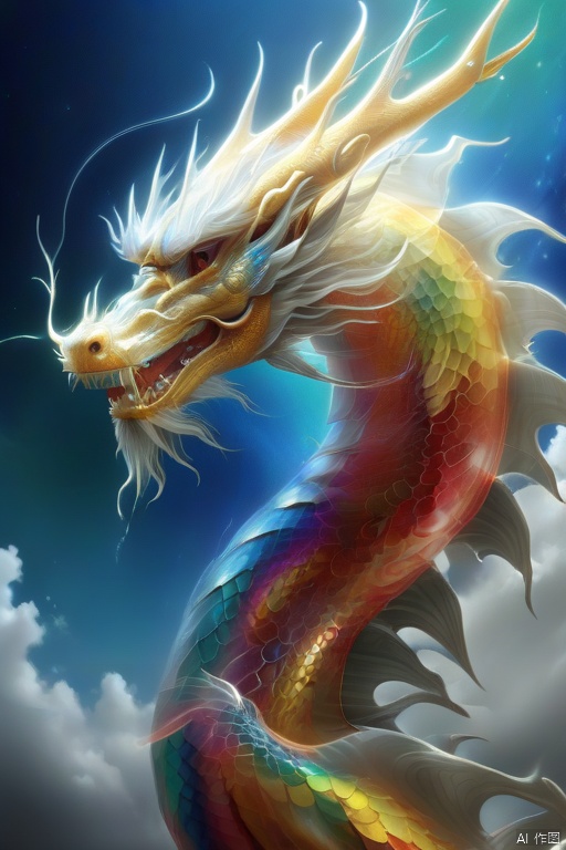  Dragons usually have huge bodies, strong limbs and long tails. Its scales may be sparkling gold, silver or other bright colors, each of which is hard and smooth. When the wings of the dragon spread out, they can cover the vast sky, and the film on the wings may shine with a variety of colors, as beautiful as a rainbow.