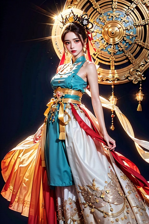 Silver-white hair, red eyes, light blue bow, golden garland, golden decoration and pink flowers on the head, blue bandeau tile face with white cape, white long skirt, fairy, holding white rabbit in her hand, blue belt, light blue streamer, blue shoes with golden bells, Chang'e, ancient style game character,(Ultra high resolution, photo realism, fidelity,Volumetric light, best quality, photo fidelity), (8k, original photo, highest quality, masterpiece), (photon mapping,Intense halos, light, sunlight. lamplight, radiosity, physics based rendering, automatic white balance),CG, unity, wallpaper, official art, amazing, exquisite detail, extremely exquisite beauty, extremely detailed, highly detailed, Clear focus, (real person, photo), (high detail skin, visible pores),(((1man))), (whole body),beautiful,Beautiful face,hair ornament,Antique game background, blue background, Tiangong, Xianchi, Yao Pond, fairy background, sdmai, chijian,, ((Binding)), hydress-hair ornaments, xiaoyemao, jewelry