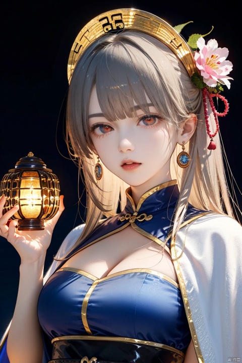 Silver-white hair, red eyes, light blue bow, golden garland, golden decoration and pink flowers on the head, blue bandeau tile face with white cape, white long skirt, fairy, holding white rabbit in her hand, blue belt, light blue streamer, blue shoes with golden bells, Chang'e, ancient style game character,(Ultra high resolution, photo realism, fidelity,Volumetric light, best quality, photo fidelity), (8k, original photo, highest quality, masterpiece), (photon mapping,Intense halos, light, sunlight. lamplight, radiosity, physics based rendering, automatic white balance),CG, unity, wallpaper, official art, amazing, exquisite detail, extremely exquisite beauty, extremely detailed, highly detailed, Clear focus, (real person, photo), (high detail skin, visible pores),(((1man))), (whole body),beautiful,Beautiful face,hair ornament,Antique game background, blue background, Tiangong, Xianchi, Yao Pond, fairy background, sdmai, chijian,, ((Binding)), hydress-hair ornaments, xiaoyemao, jewelry, dofas, nai3