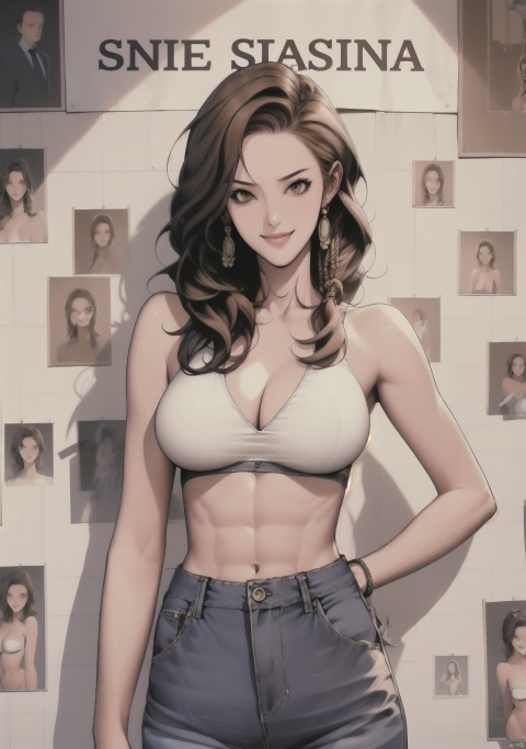 best quality,highly detailed,masterpiece,ultra-detailed,illustration,huge_filesize,an extremely delicate and beautiful,spread legs,stand,1girl,solo,big breast,upper_body,comic,mature female,solo,smirk,hand_on_hip,cute face,dreadlocks,brown hair,tall,skinny,thin_stomach,slender_stomach,11_line_abs,thinwaist,nude,, oda non,wide_hips, pubic_hair, 