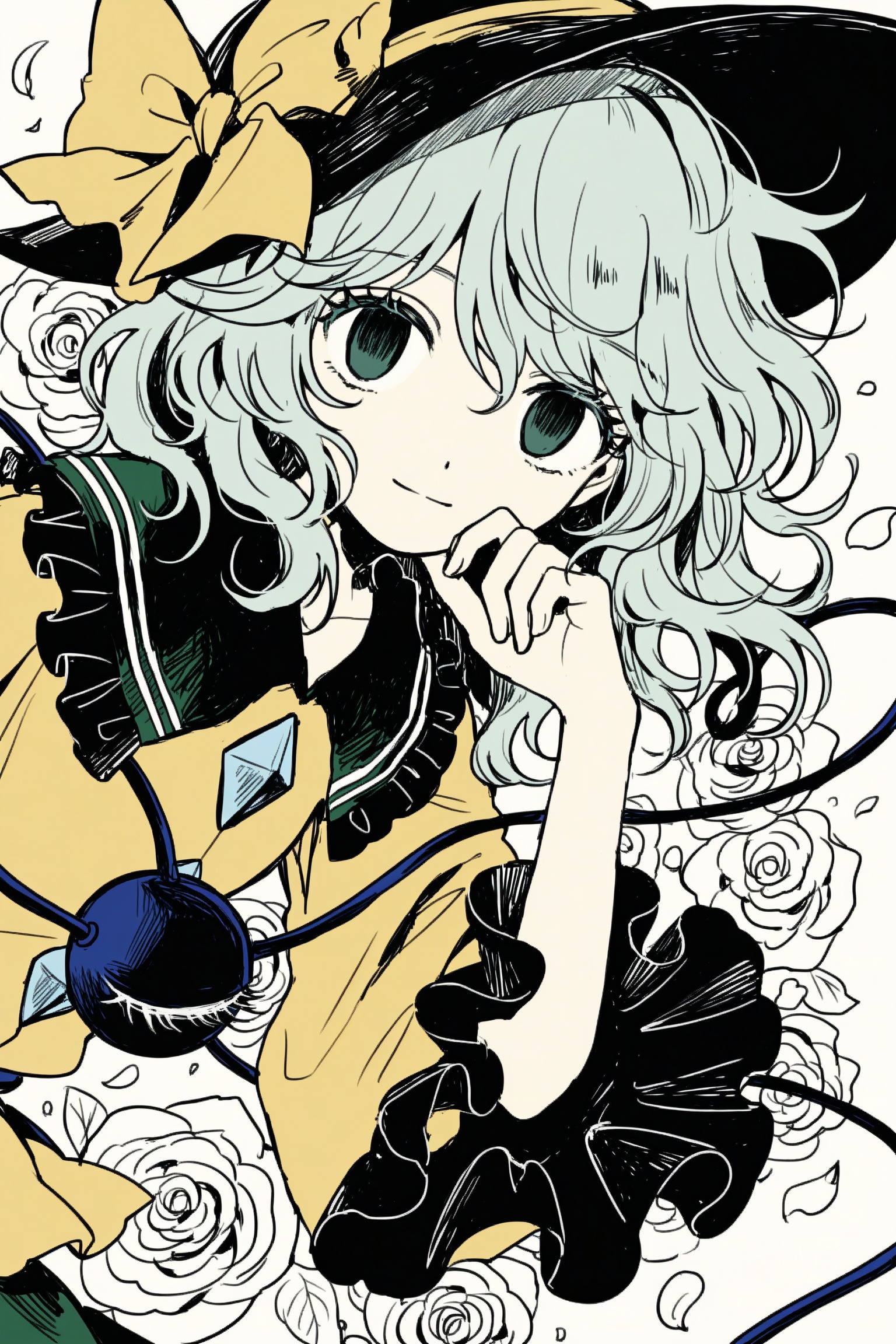Komeiji koishi,  floral background,  rose by ①⑨ on Tensor.Art