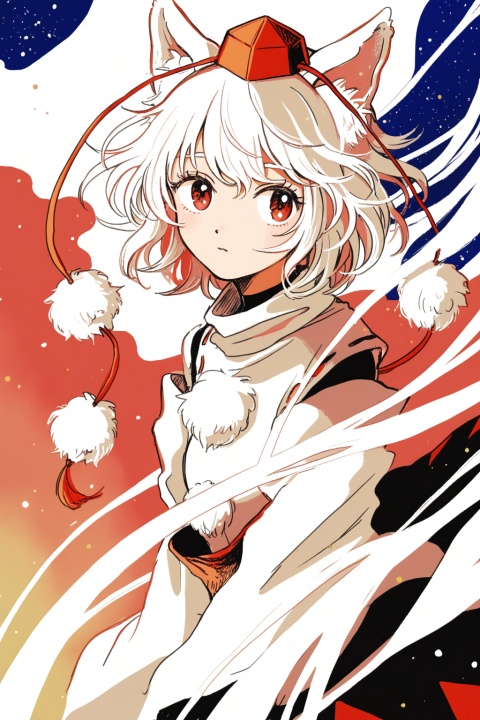 inubashiri momiji,
(upper body),eyelashes,
solo,wind,floating,dynamic angle,dynamic pose,
(uninosono:0.8),(mozukuzu_(manukedori):0.5),(cosmic_(crownclowncosmic):0.8),(aspara:0.8),