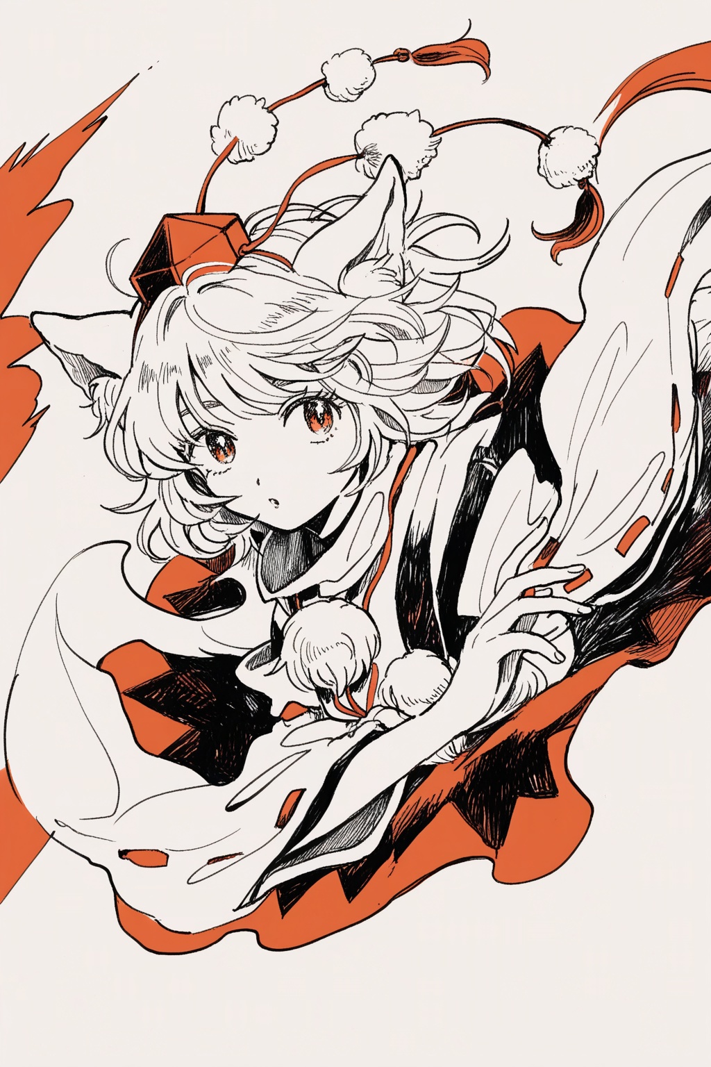 inubashiri momiji,  (upper body),  eyelashes by ①⑨ on Tensor.Art