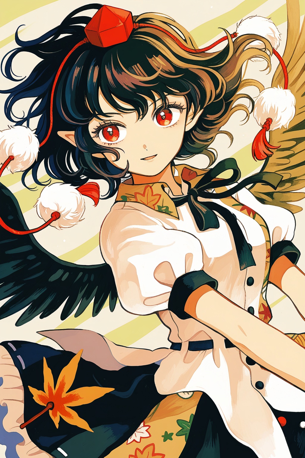 shameimaru aya,  upper body,  eyelashes by ①⑨ on Tensor.Art