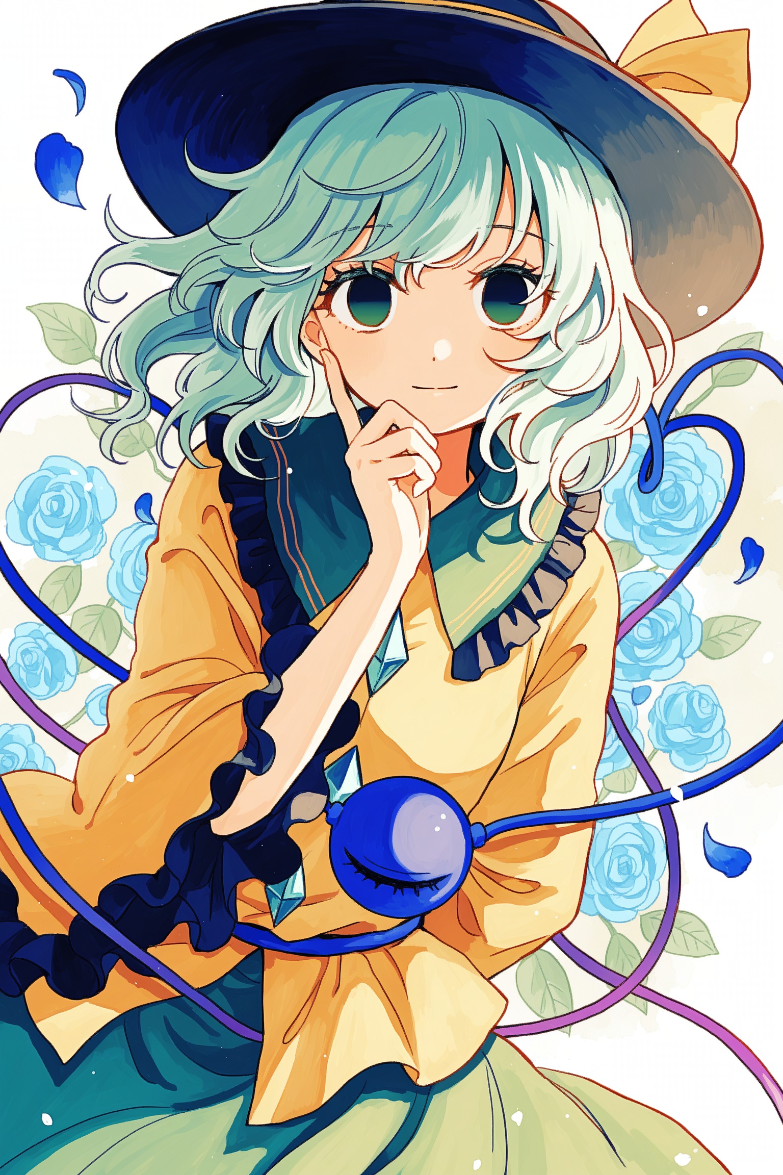Komeiji koishi,  floral background,  rose by ①⑨ on Tensor.Art