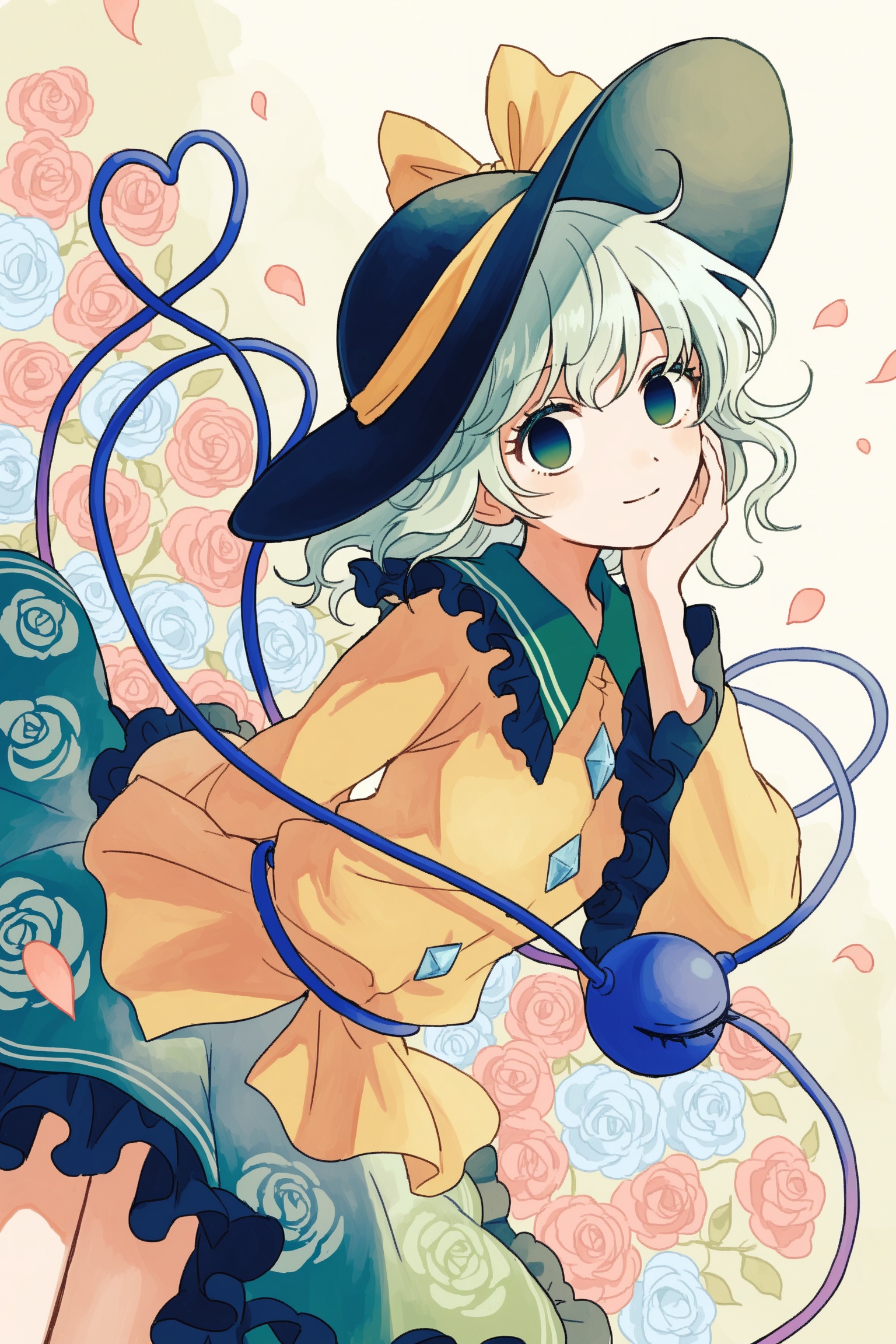 Komeiji koishi,  floral background,  rose by ①⑨ on Tensor.Art
