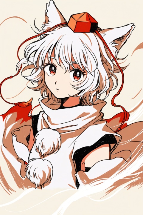 inubashiri momiji,
(upper body),eyelashes,
solo,wind,floating,dynamic angle,dynamic pose,
(uninosono:0.8),(mozukuzu_(manukedori):0.5),(cosmic_(crownclowncosmic):0.8),(aspara:0.8),
