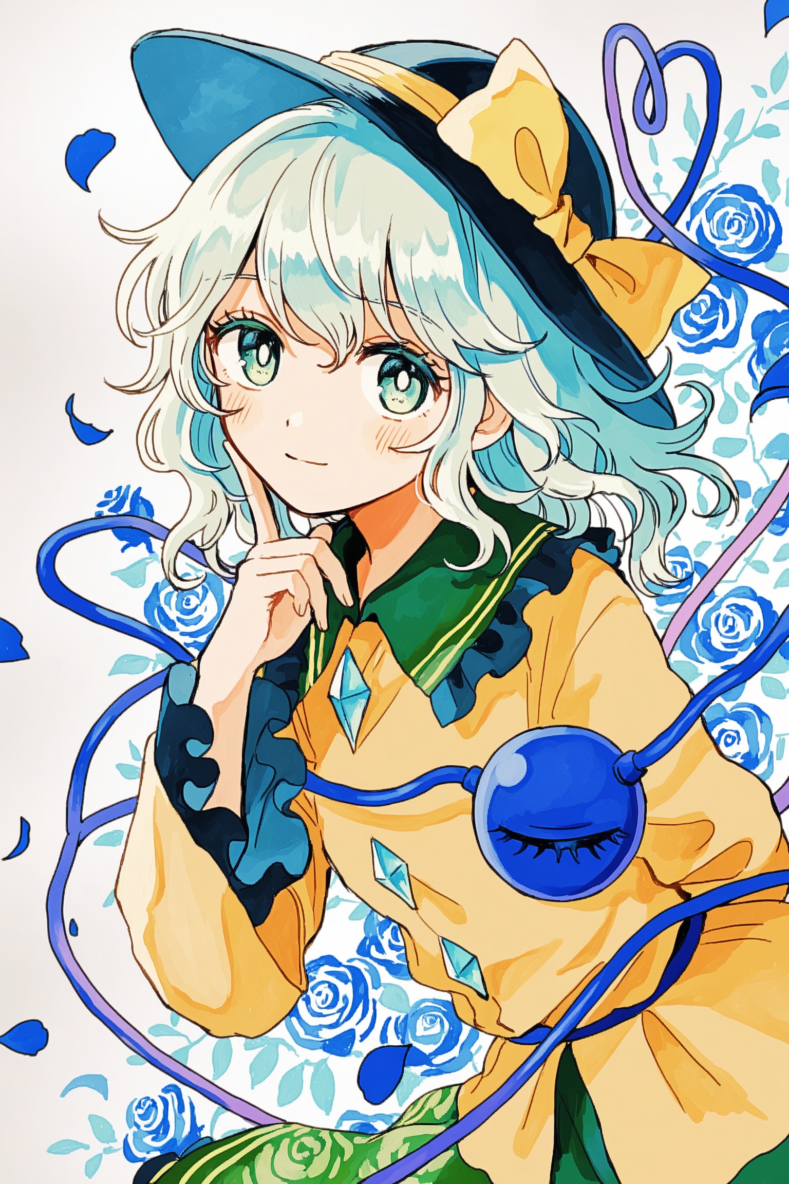 Komeiji koishi,  floral background,  rose by ①⑨ on Tensor.Art