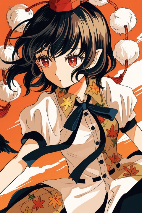 shameimaru aya,
upper body,
eyelashes,
solo,wind,floating,dynamic angle,dynamic pose,
(uninosono:0.8),(mozukuzu_(manukedori):0.5),(cosmic_(crownclowncosmic):0.8),(aspara:0.8),