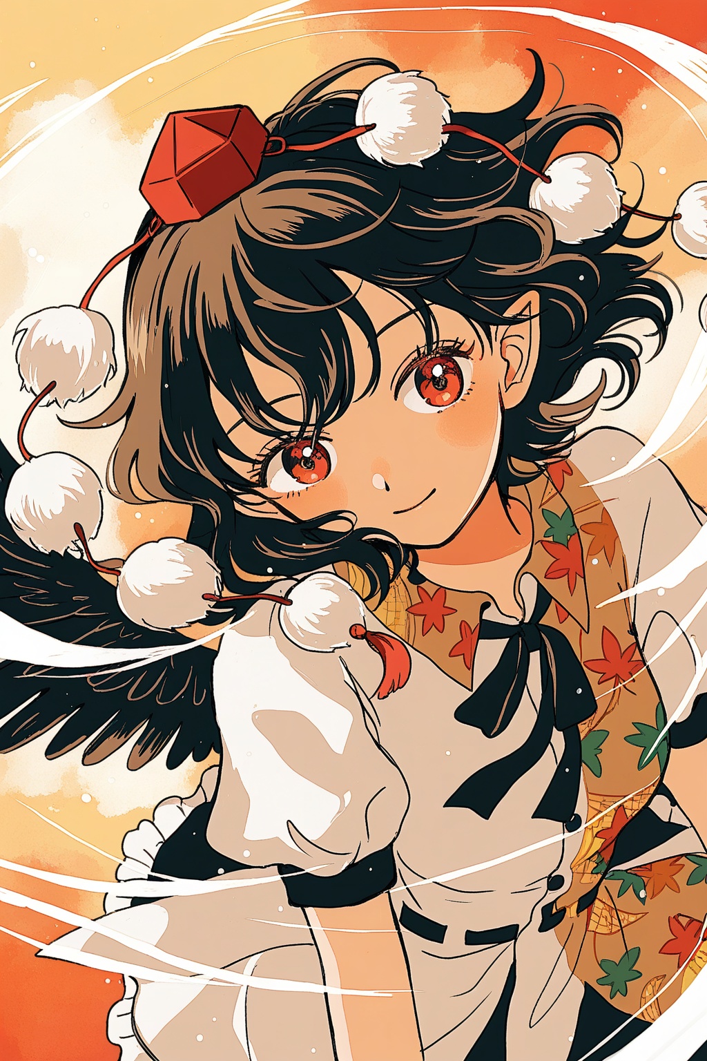 shameimaru aya,  upper body,  eyelashes by ①⑨ on Tensor.Art