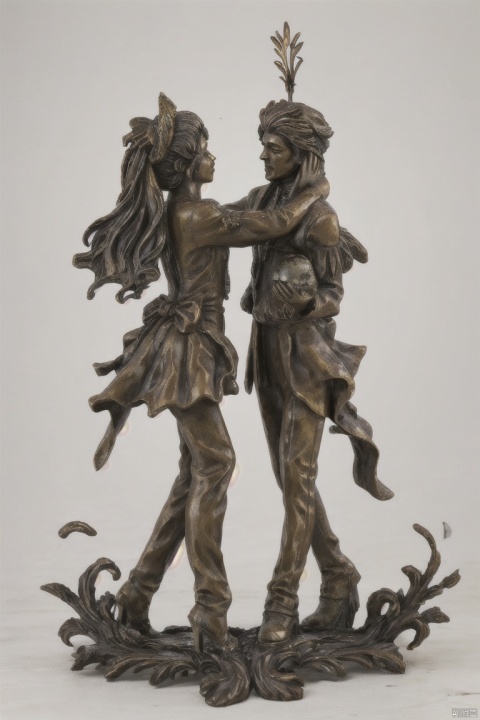 Affectionate Couple Art Iron Sculpture, Passionate Love Statue Romantic Metal Ornament Figurine Home & Office Decoration (Style 1)
