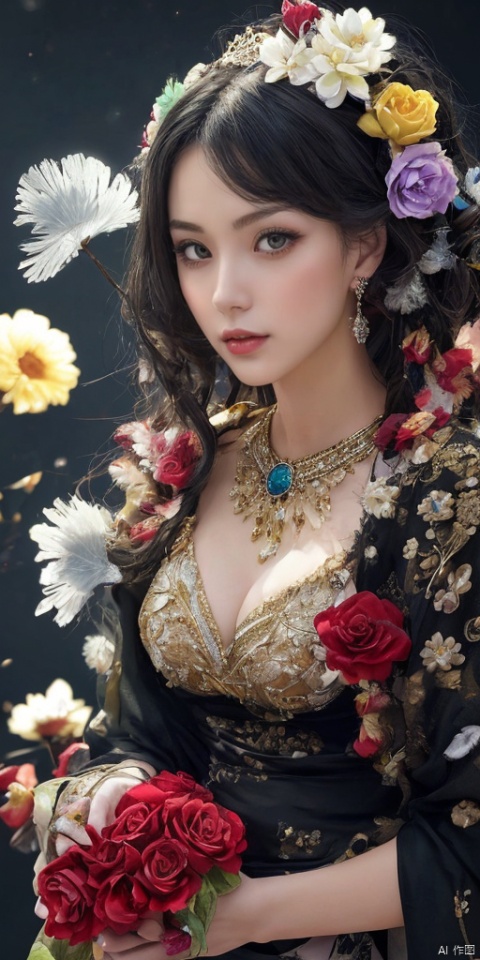  1girl,Han Chinese girls,white Hanfu,,full body,feathers,floating object,floating weapon,chinese clothes,large breasts,There are many scattered luminous petals,bubble,contour deepening,black rose,jewelry, earrings,lips, makeup, portrait, eyeshadow, realistic, nose,{{best quality}}, {{masterpiece}}, {{ultra-detailed}}, {illustration}, {detailed light}, {an extremely delicate and beautiful}, a girl, {beautiful detailed eyes}, stars in the eyes, messy floating hair, colored inner hair, Starry sky adorns hair, depth of field, large breasts,cleavage,blurry, no humans, traditional media, gem, crystal, still life, Dance,movements, All the Colours of the Rainbow,zj,
simple background, shiny, blurry, no humans, depth of field, black background, gem, crystal, realistic, red gemstone, still life,