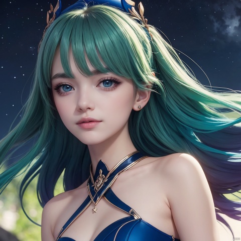 {{best quality}}, {{masterpiece}}, {{ultra-detailed}}, {illustration}, {detailed light}, {an extremely delicate and beautiful}, a girl, {beautiful detailed eyes}, stars in the eyes, messy floating hair, colored inner hair, Starry sky adorns hair, depth of field