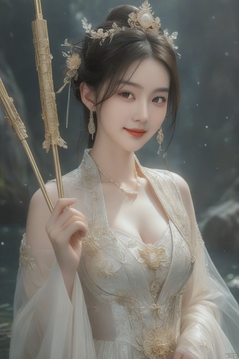  Realistic,(masterpiece:1.2),(best quality:1.2),(ultra detailed:1.2),(official art:1.3),(beauty and aesthetics:0.9),detailed,(intricate:0.7),(highly detailed),1girl, chinese girl, (solo),Magic sticks, smile，cleavage, grimoires, (highly detailed),delicate countenance,fancy,(glassy texture:1.2),accessory,gown,(crush:1.2),full-size photograph.Extra large breasts,naked,Pout one's buttocks